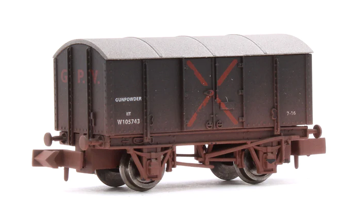 Dapol N Gauge Gunpowder Van GWR W105743 - Weathered 2F-013-088