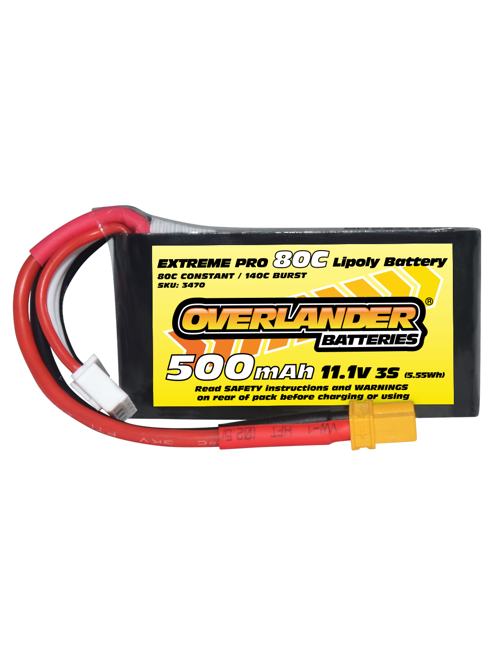 Overlander 500mAh 11.1V 3S 80C Extreme Pro LiPo Battery