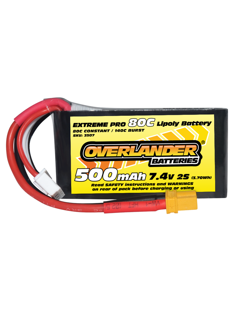 Overlander Extreme Pro 500mAh 7.4V 2S 80C Extreme Pro LiPo Battery