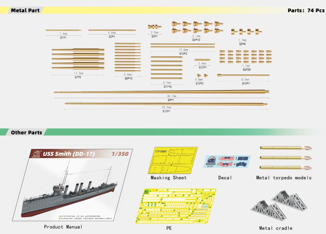 VERY FIRE 1/350 USS Smith 350DD-17 Kit 350DD-17
