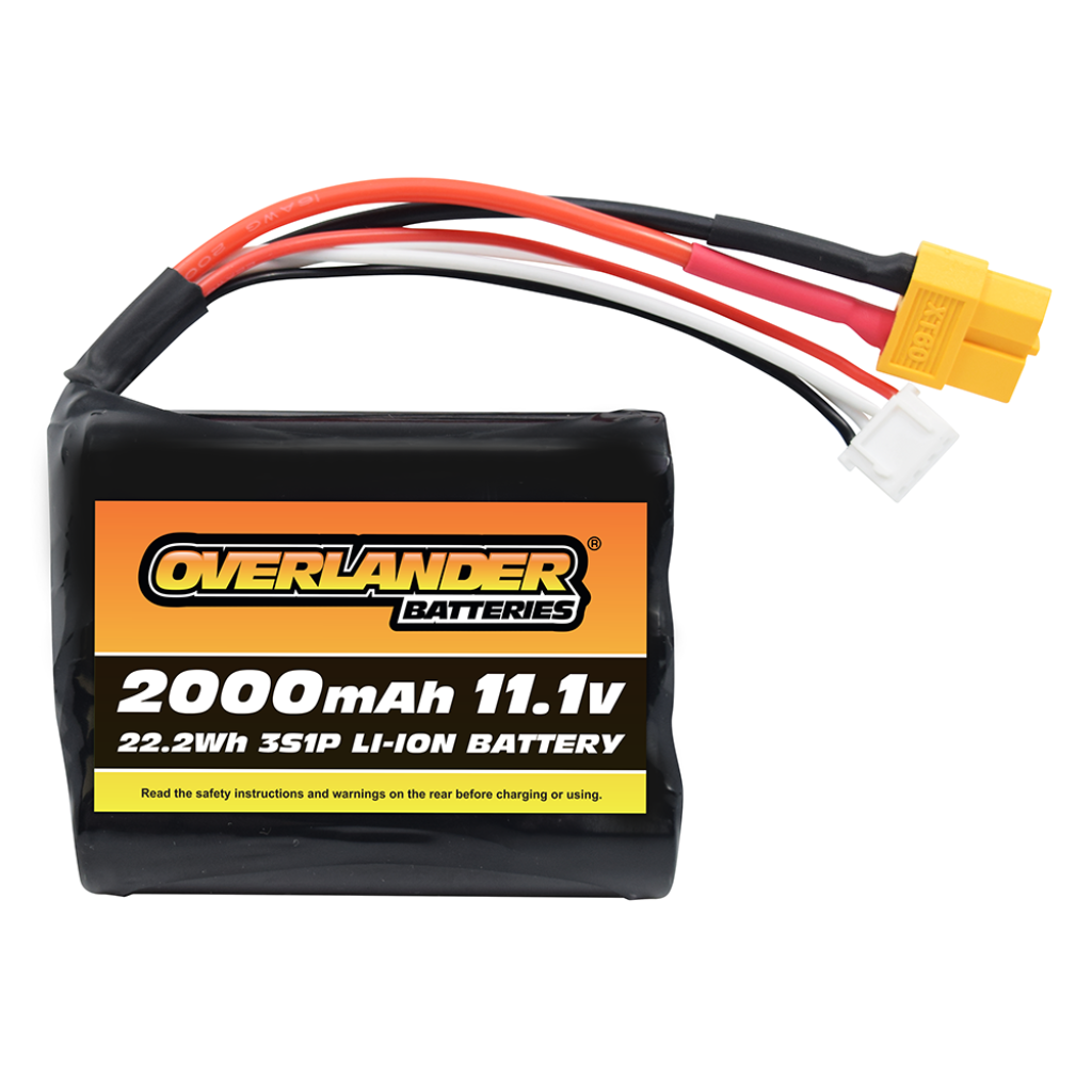 Overlander 2000mAh 11.1V 3S Flat 18650 Li-Ion Battery - Deans