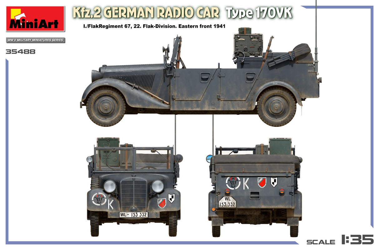 Miniart 1:35 kfz.2 Germain Radio Car Kit 35488