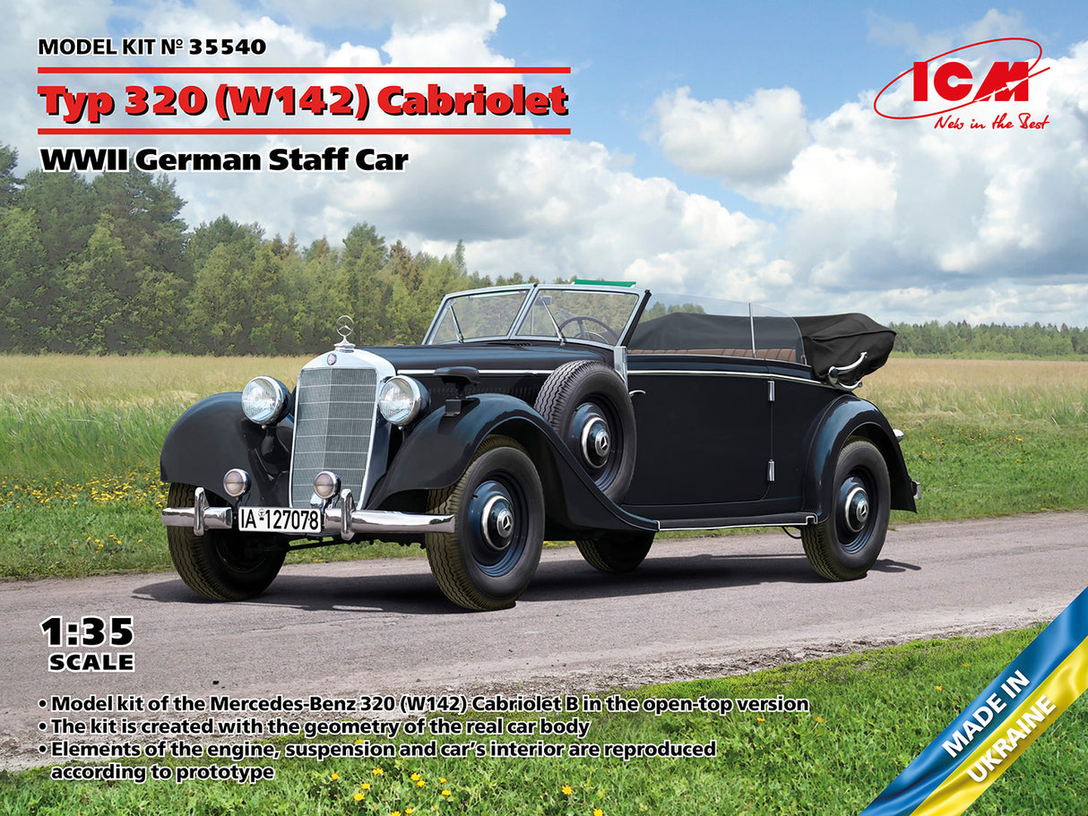 ICM 1/35 Type 320 (W142) Cabriolet WWII German Staff Car ICM35540