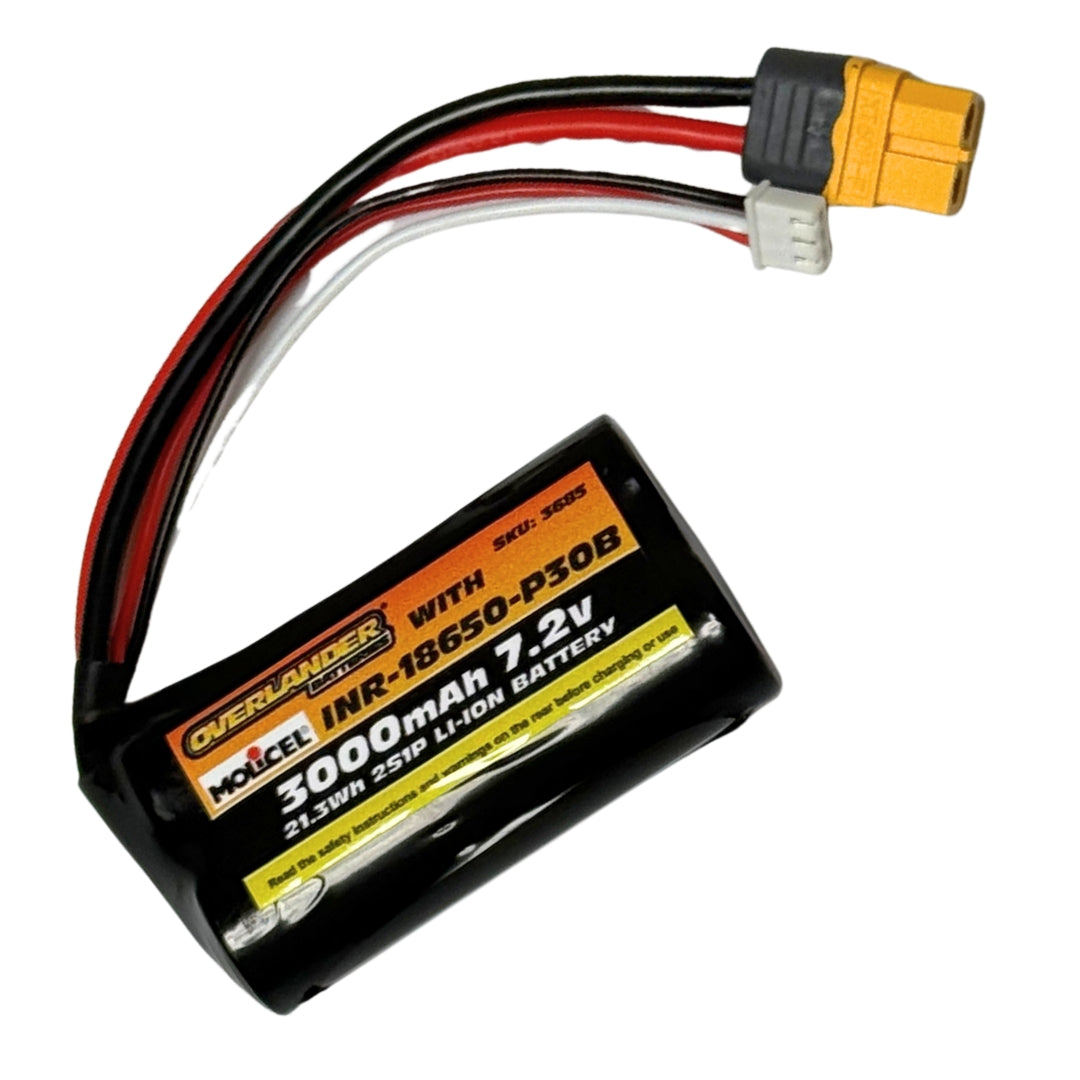 Overlander Molicel P30B 3000mAh 7.2V 2S1P Flat 18650 Li-Ion Battery