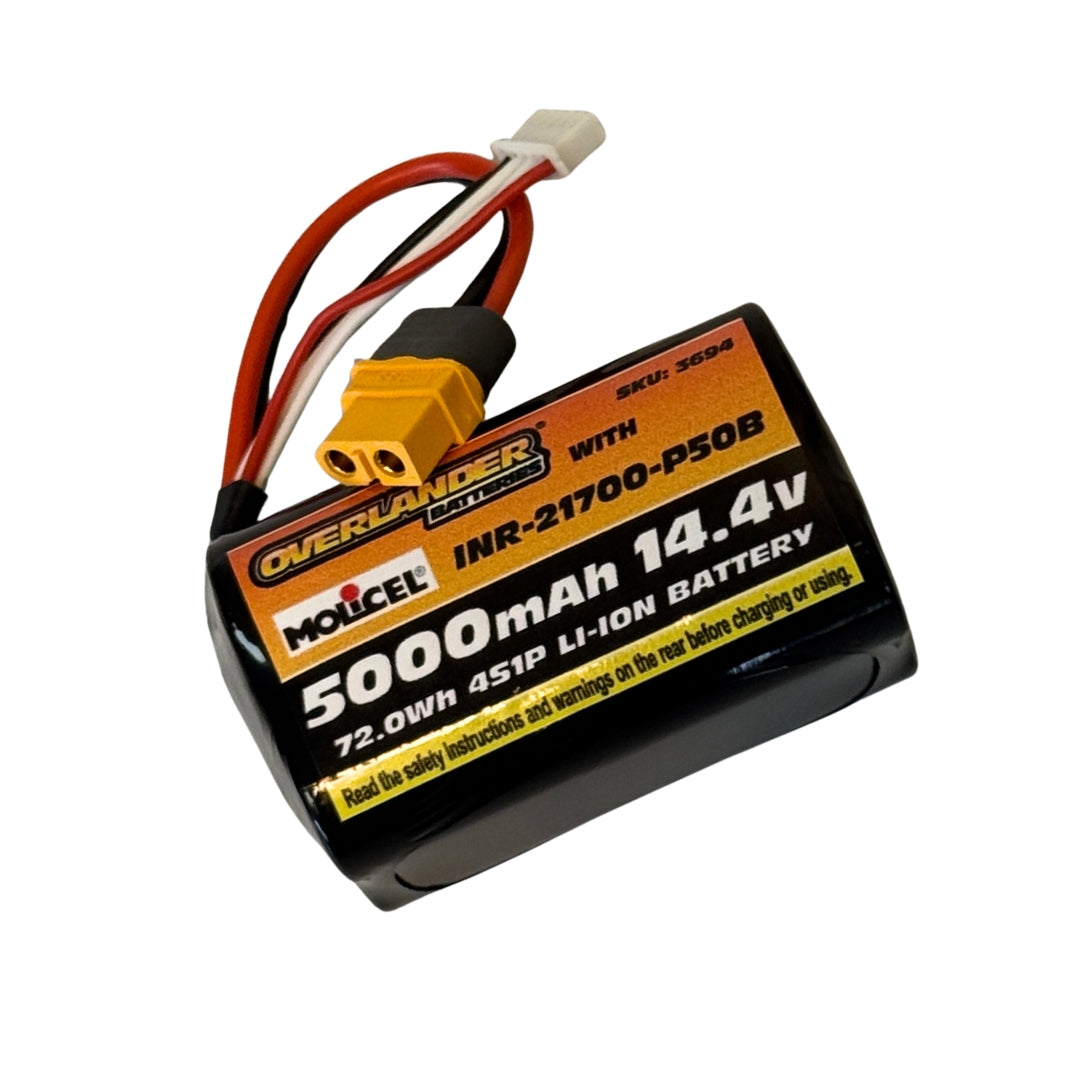Overlander Molicel P50B 5000mAh 14.4V 4S1P Square 21700 Li-Ion Battery - Deans