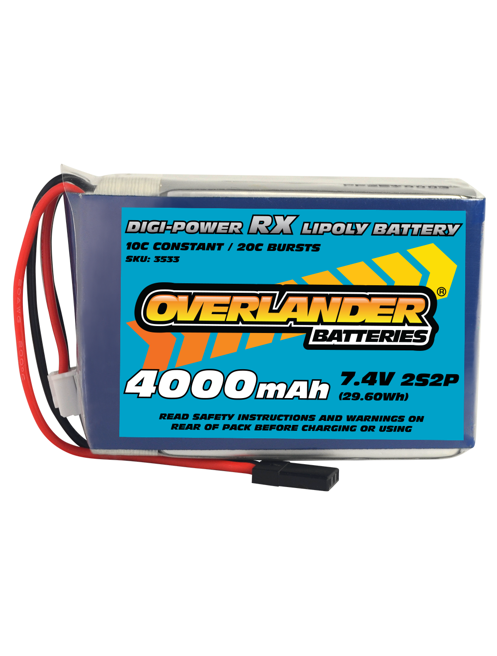 Overlander 4000mAh 7.4V 2S2P Rx Digi-Power LiPo Battery