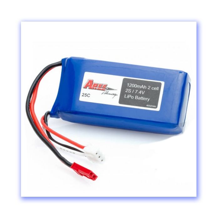 ARES 1200MAH 2-CELL/2S 7.4V 25C LIPO BATTERY - JST Connector - Ethos HD