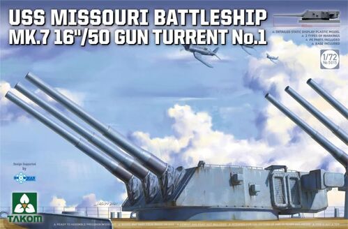 Takom 1/72 USS Misouri Battleship MK.7 16inch/50 Gun Turret No.1 Kit 5015