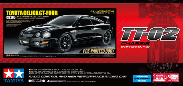 Tamiya Toyota Celica GT-Four ST205 Black (TT-02) RC Kit - FOR PRE ORDER - EXPECTED MID MARCH                           Early June (Copy)