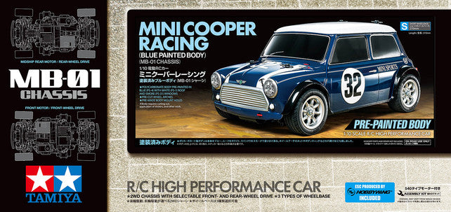 TAMIYA Mini Cooper Racing with Blue Painted Body Kit (MB-01)