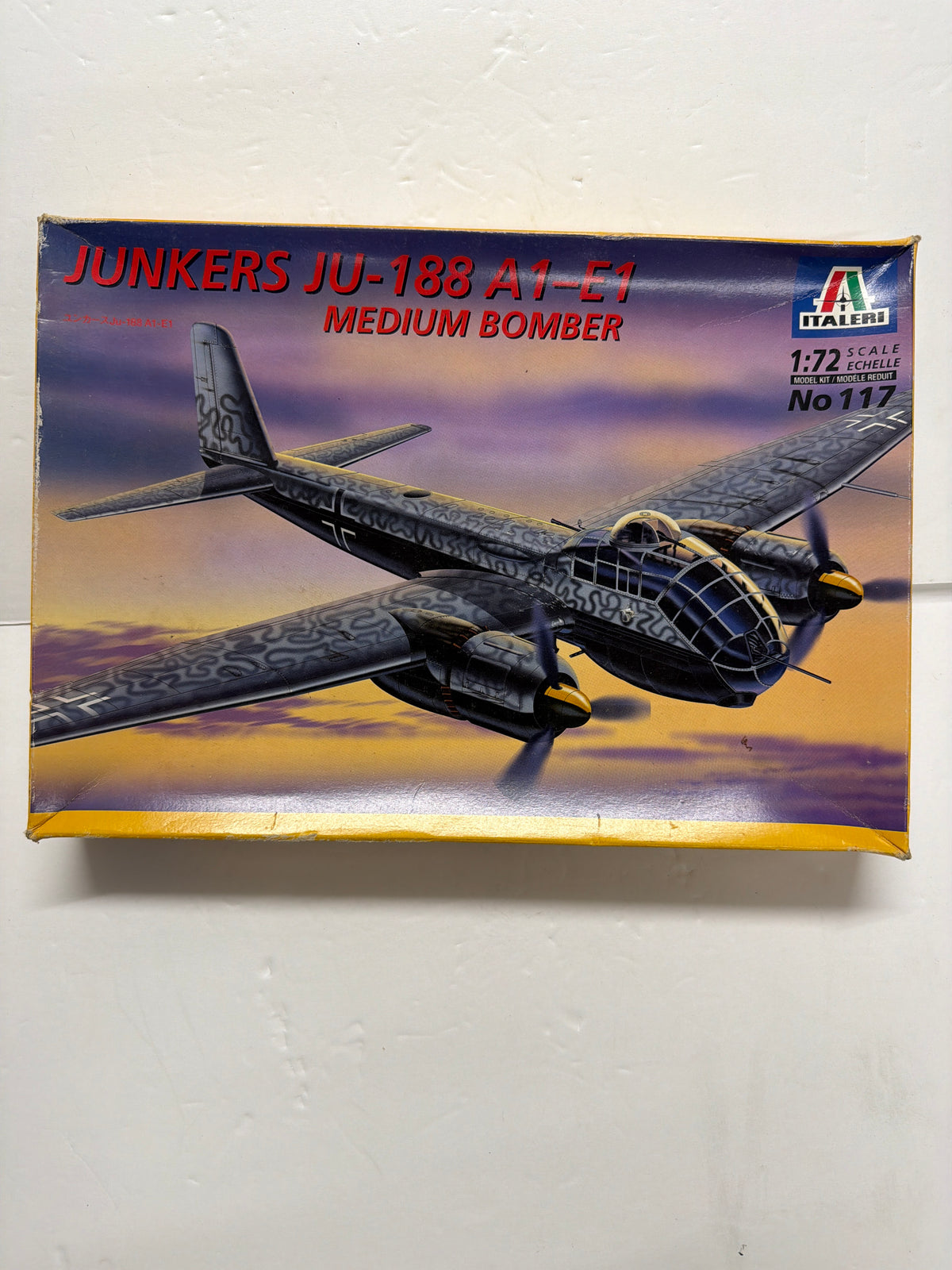 Italeri Junkers JU-118 A1-E1 1/72 Plastic Model Kit model started glue on clear parts