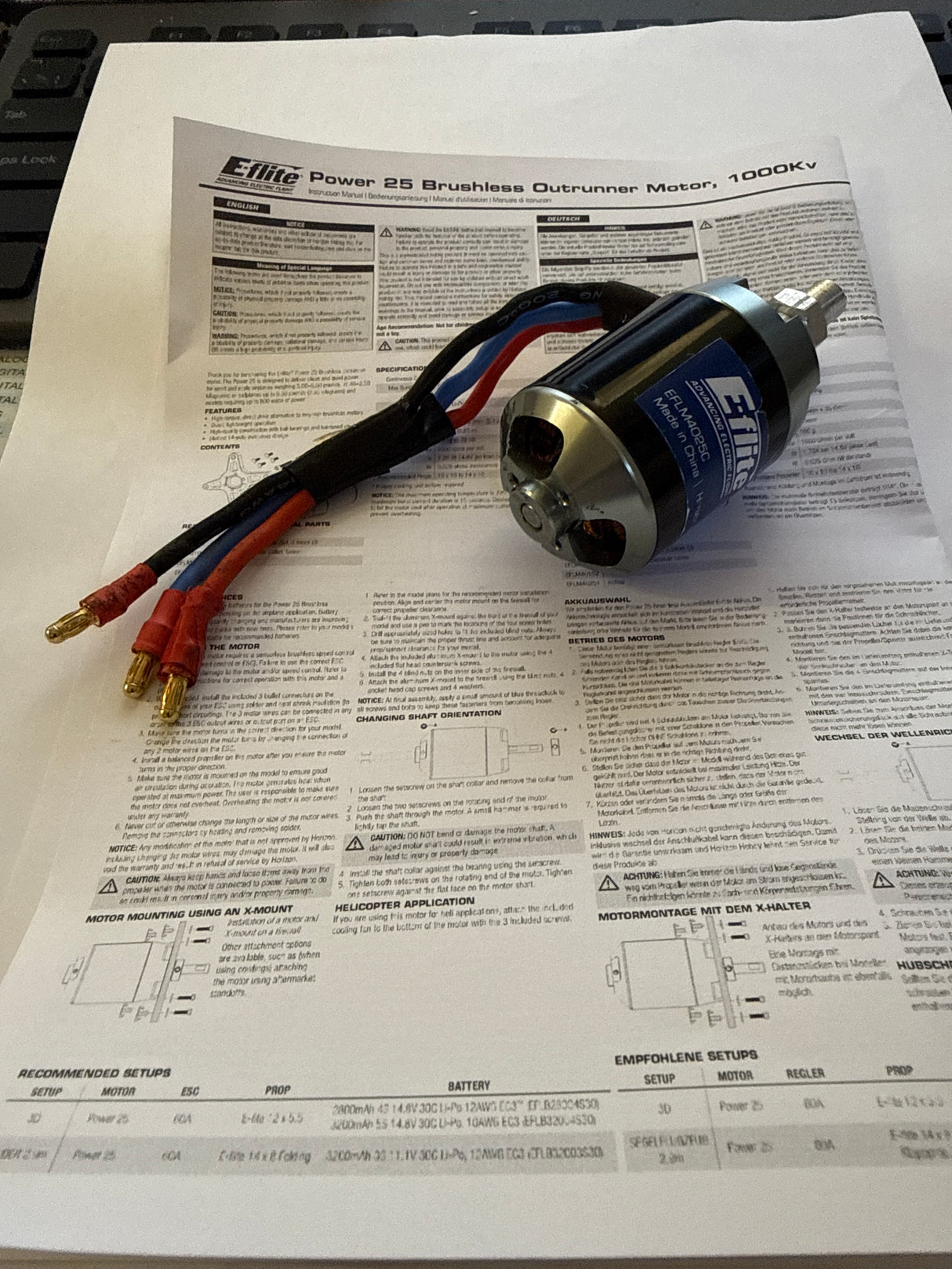 E-flite Power 25 Brushless Outrunner Motor - 1000Kv - 3mm Bullet - SECOND HAND
