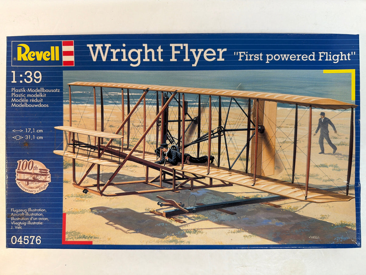 Revell Plastic aircraft kit Wright Flyer First Powered Flight 1:39 04576 Opened but complete