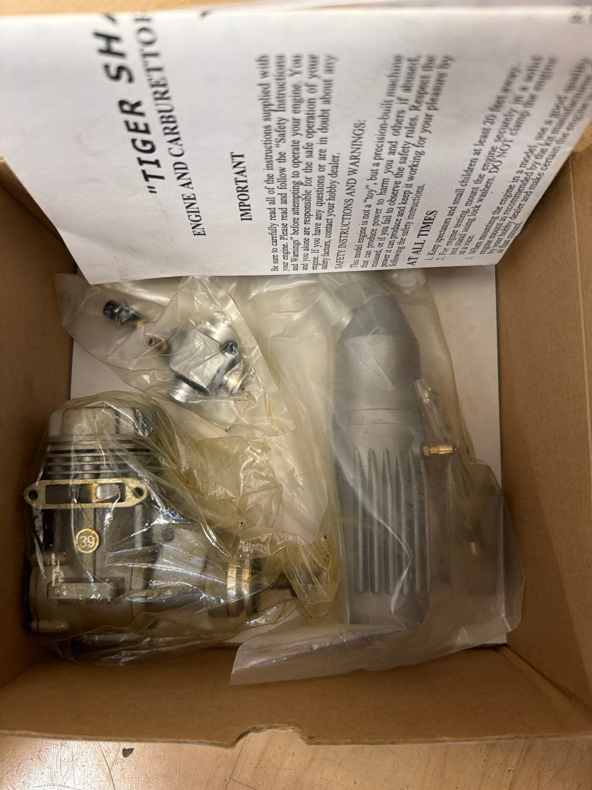 New in Box 2-stroke BMI Tiger Shark 39A engine with silencer