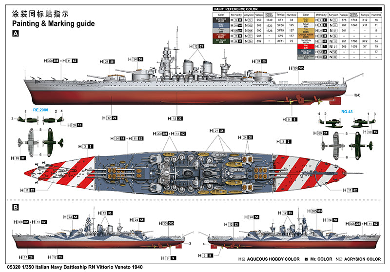 Trumpeter 1/350 Italian Navy Battleship RN Vittorio Veneto 1940 05320