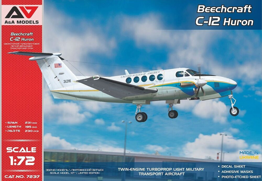 A & A Models 7237 1/72 Beechcraft C-12 Huron - Twin-Engine Turboprop Light Military Transport Aircraft