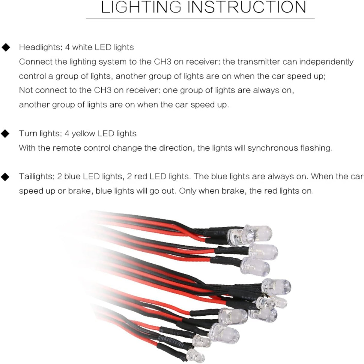 RC Car Lights Kit 12 LED Steering Brake Lighting System Kit