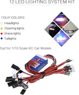 RC Car Lights Kit 12 LED Steering Brake Lighting System Kit