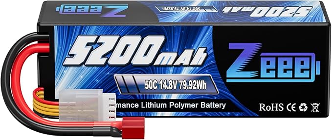 Zeee Hard Case LiPo 4S 5200mAh 14.8V 50 - Deans - New - Bagged