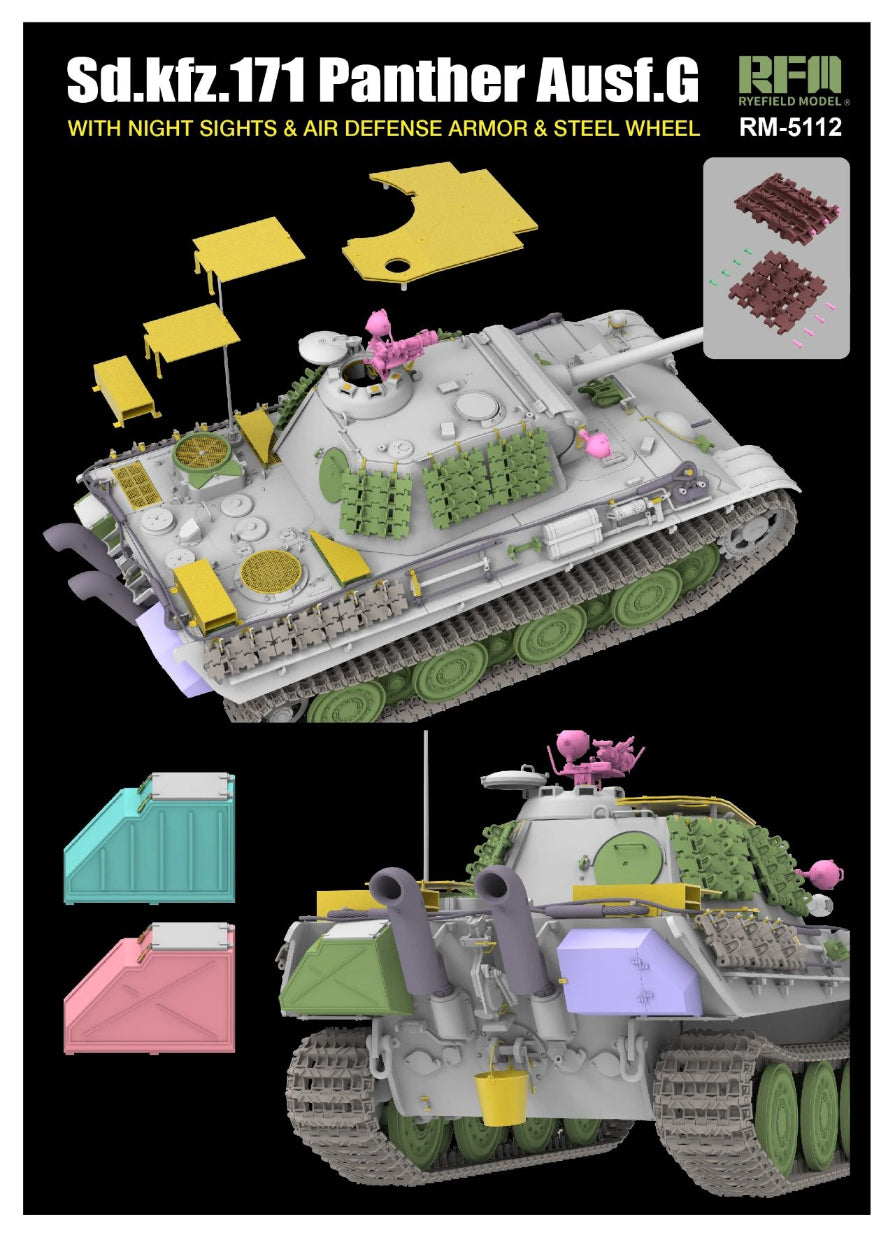 Rye Field Model 1/35 Panther Ausf.G Gertman Medium Tank Sd.kfz.171 Kit 5112