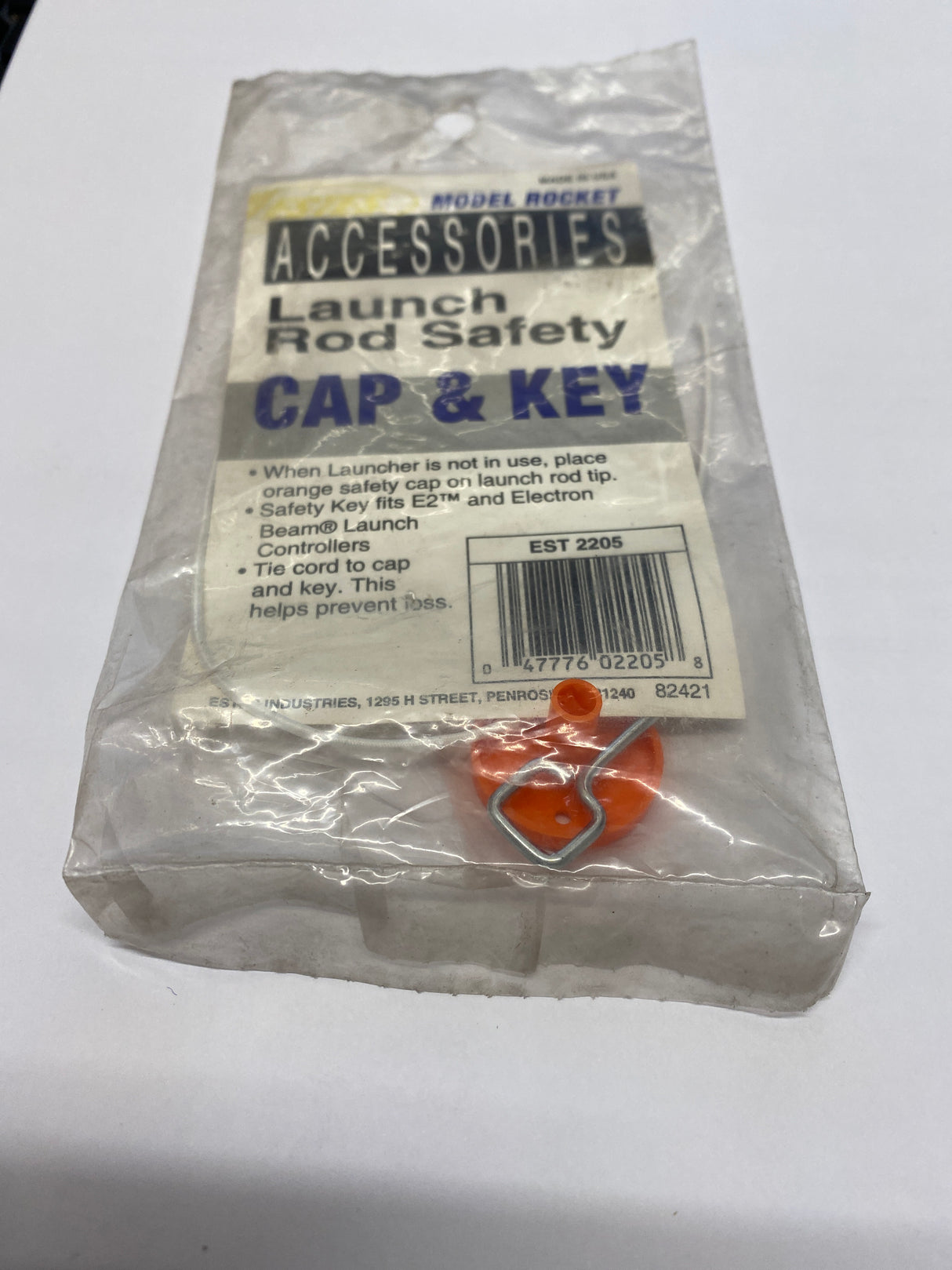 Estes Rocket Launch Rod Safety Cap and Key