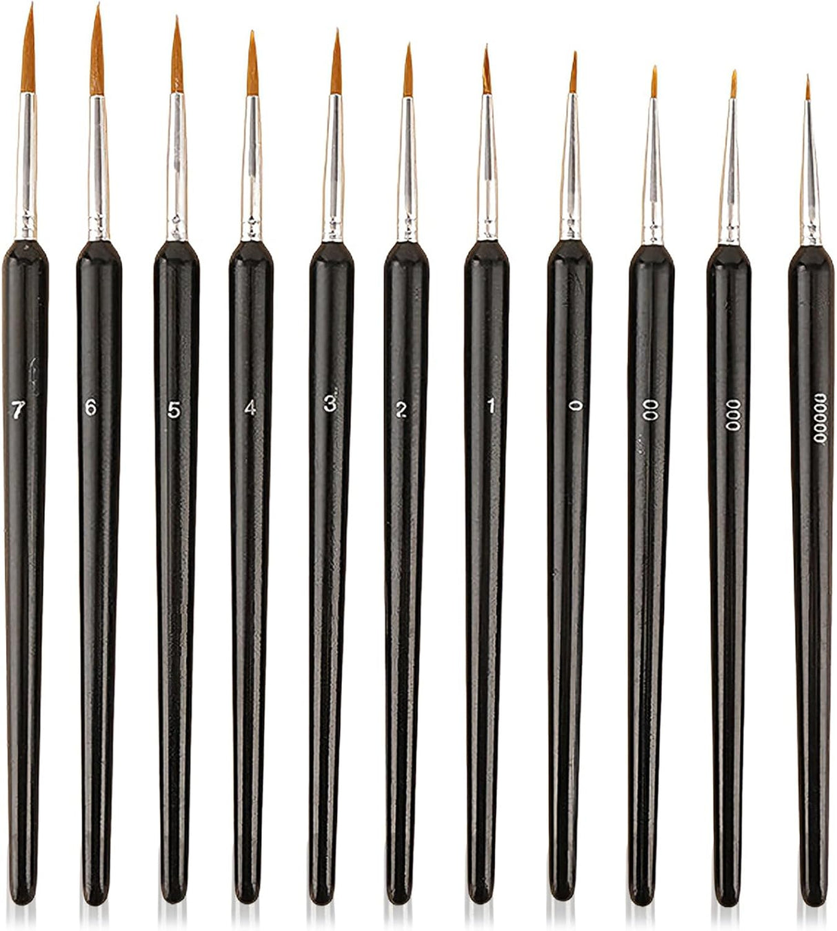 Assorted Black Detail Paint Brushes - Pack of 11