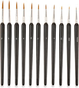 Assorted Black Detail Paint Brushes - Pack of 11