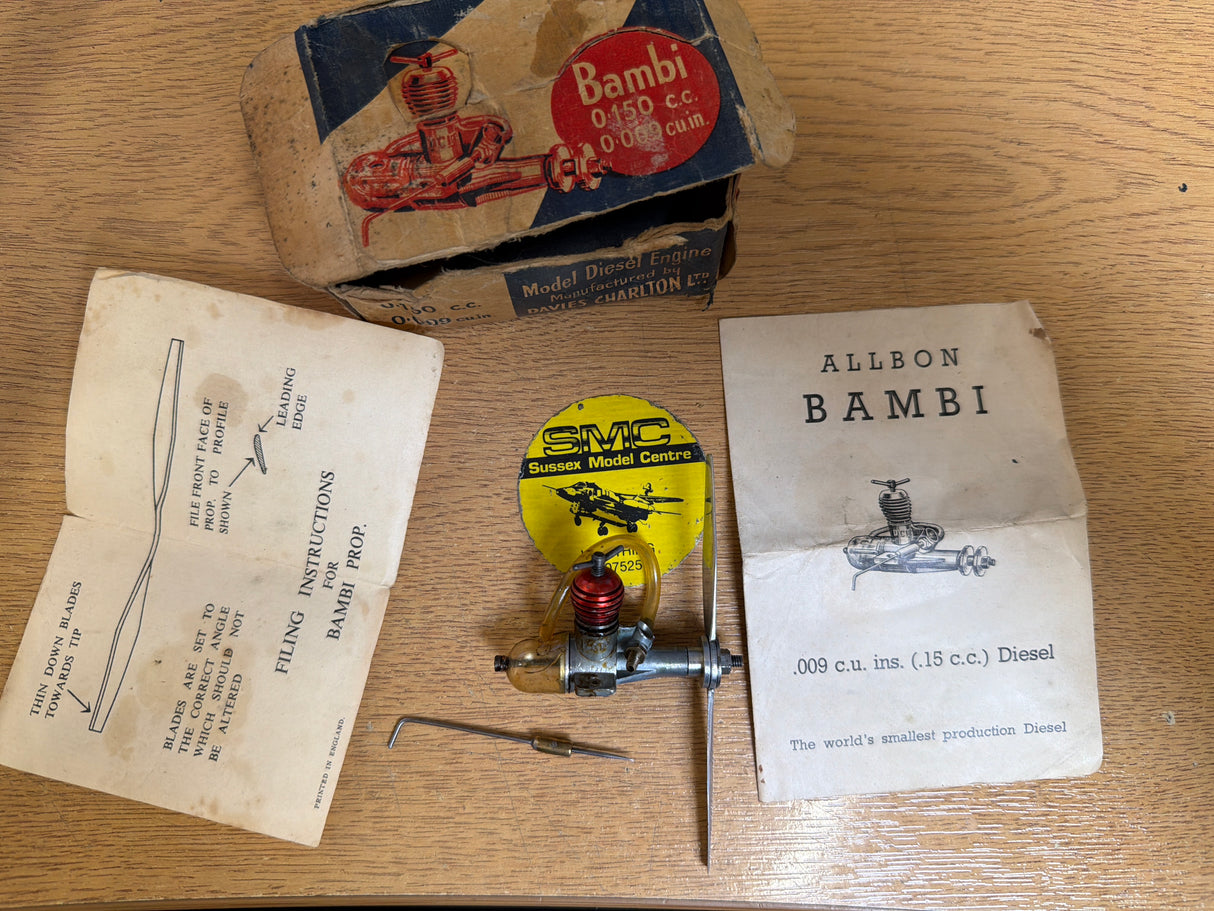 ALLBON BAMBI 0.15cc Vintage Model Engine Diesel In Box Second Hand (Box 109)