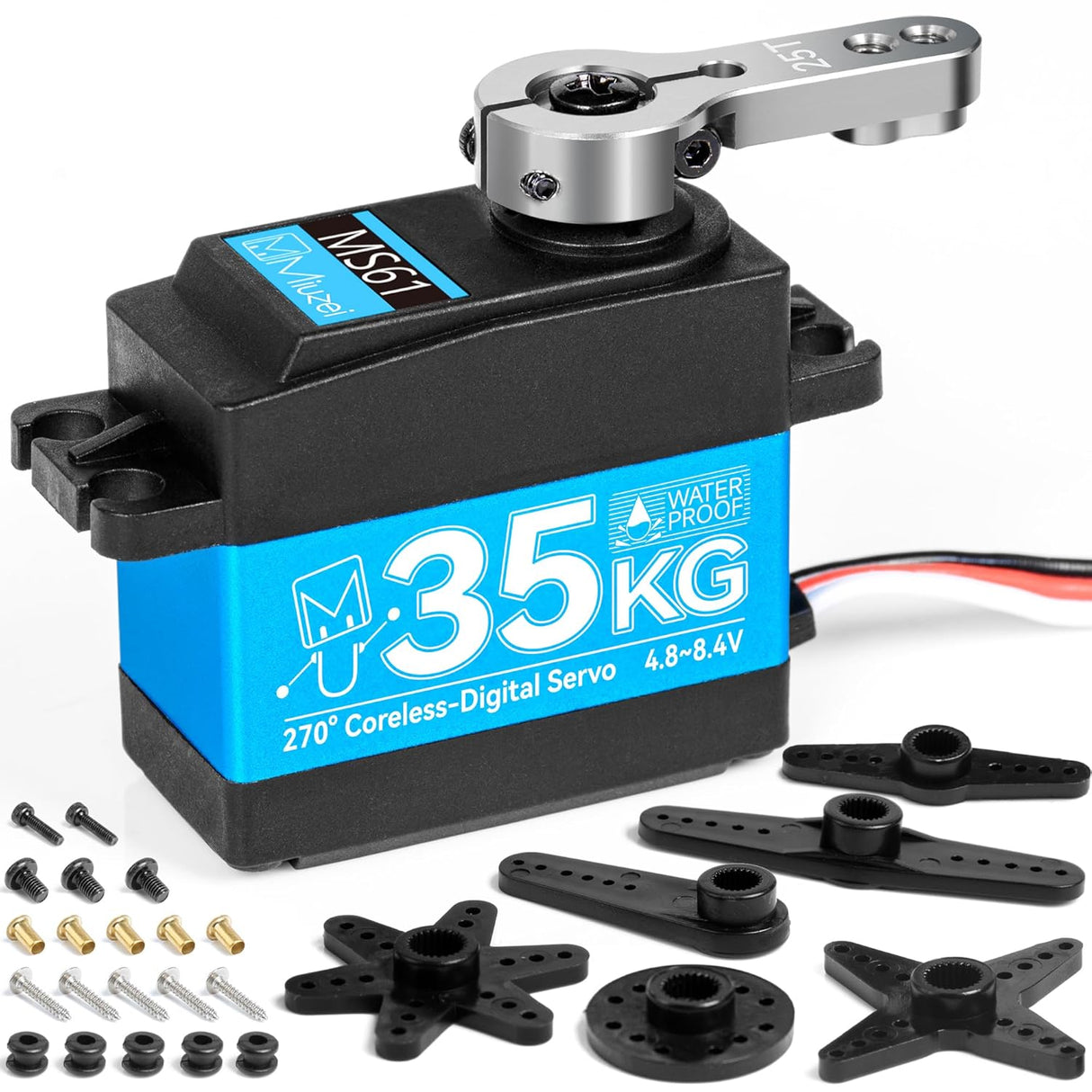 Miuzei Servo 35kg 270° RC Coreless Motor Digital Servo Waterproof Metal Gear Motor Stainless Steel Gear