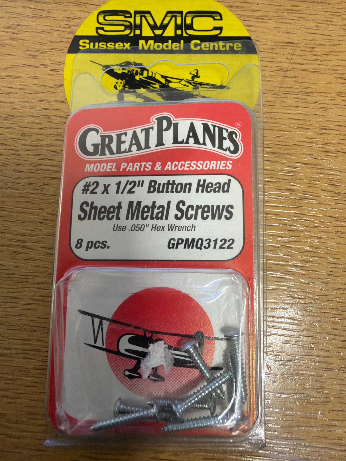 Great Planes GPMQ3122 Button Head Sheet Metal Screws 2x1/2 inch (8pcs) (box 20)