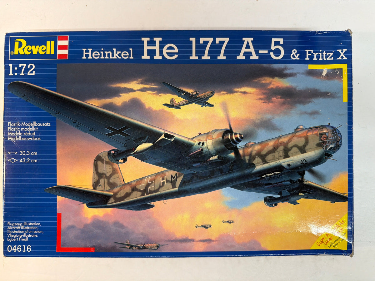 Revell Plastic aircraft kit Heinkel He 177 A-5 & Fritz X 1:72 04616 Opened but complete