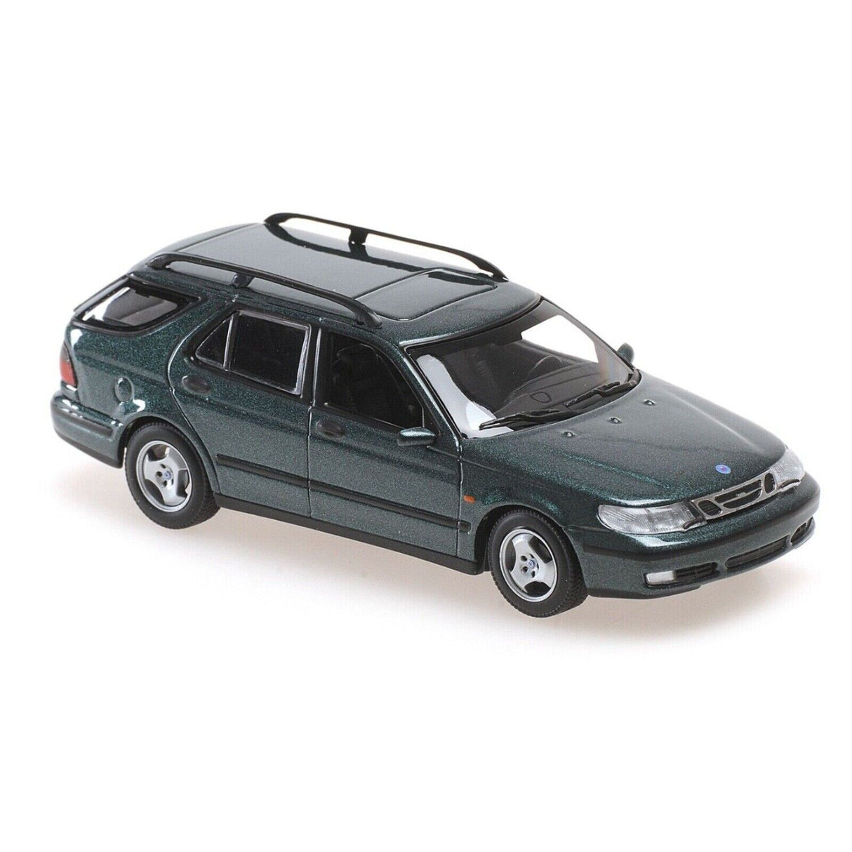 Maxichamps Die Cast Collectables - 1:43 1999 Saab 9-5 Break - Dark Green Metallic