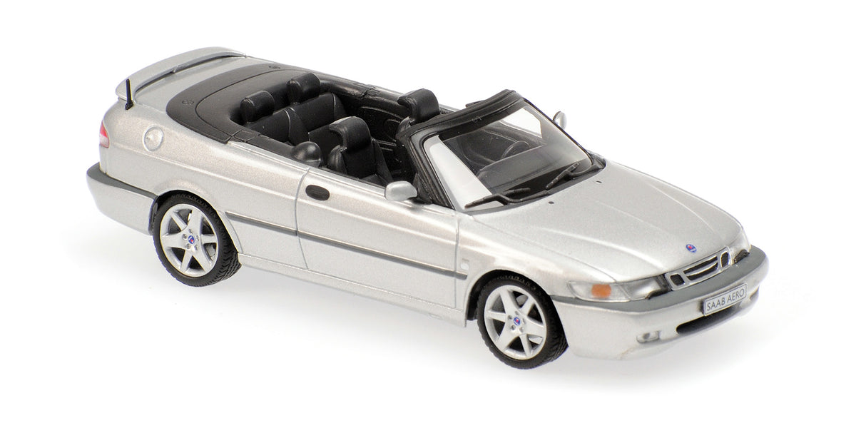 Maxichamps Die Cast Collectables - 1:43 2001 Saab 9-3 Aero Cabriolet - Silver