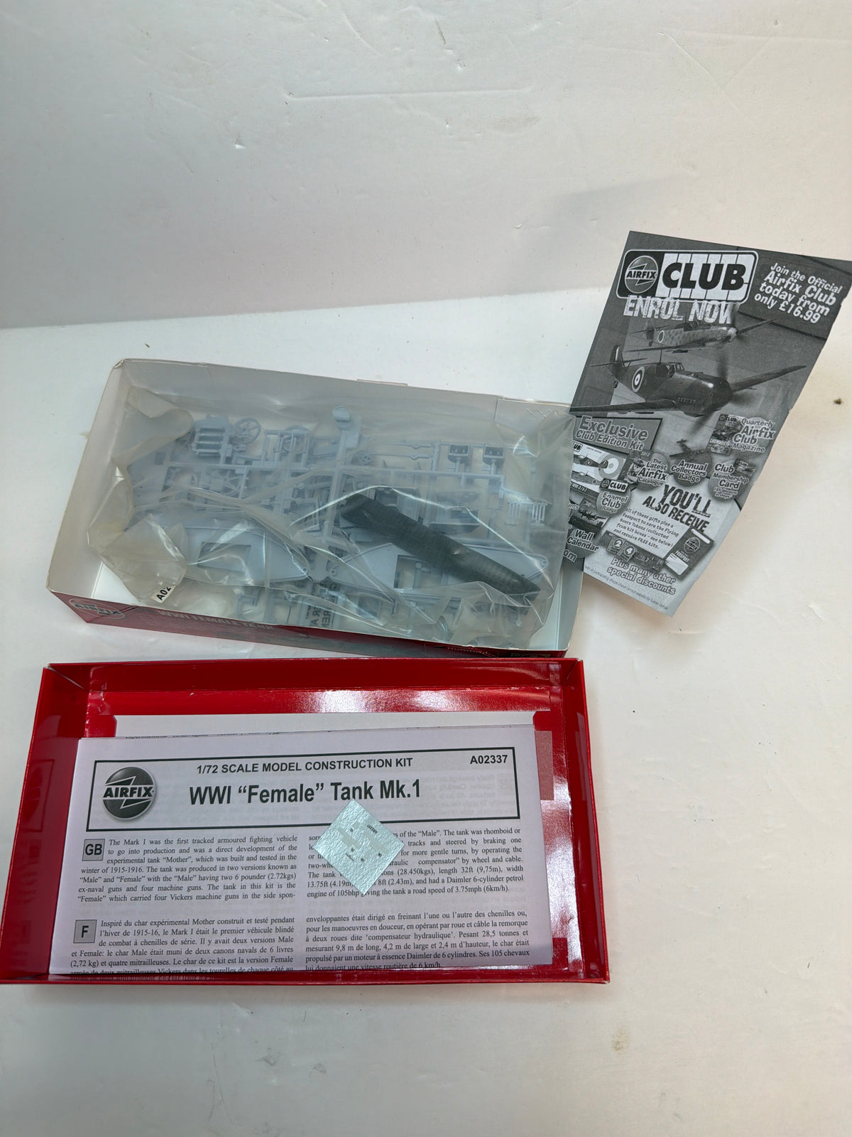 Airfix WWI Female Tank 1:76 Scale Model Kit