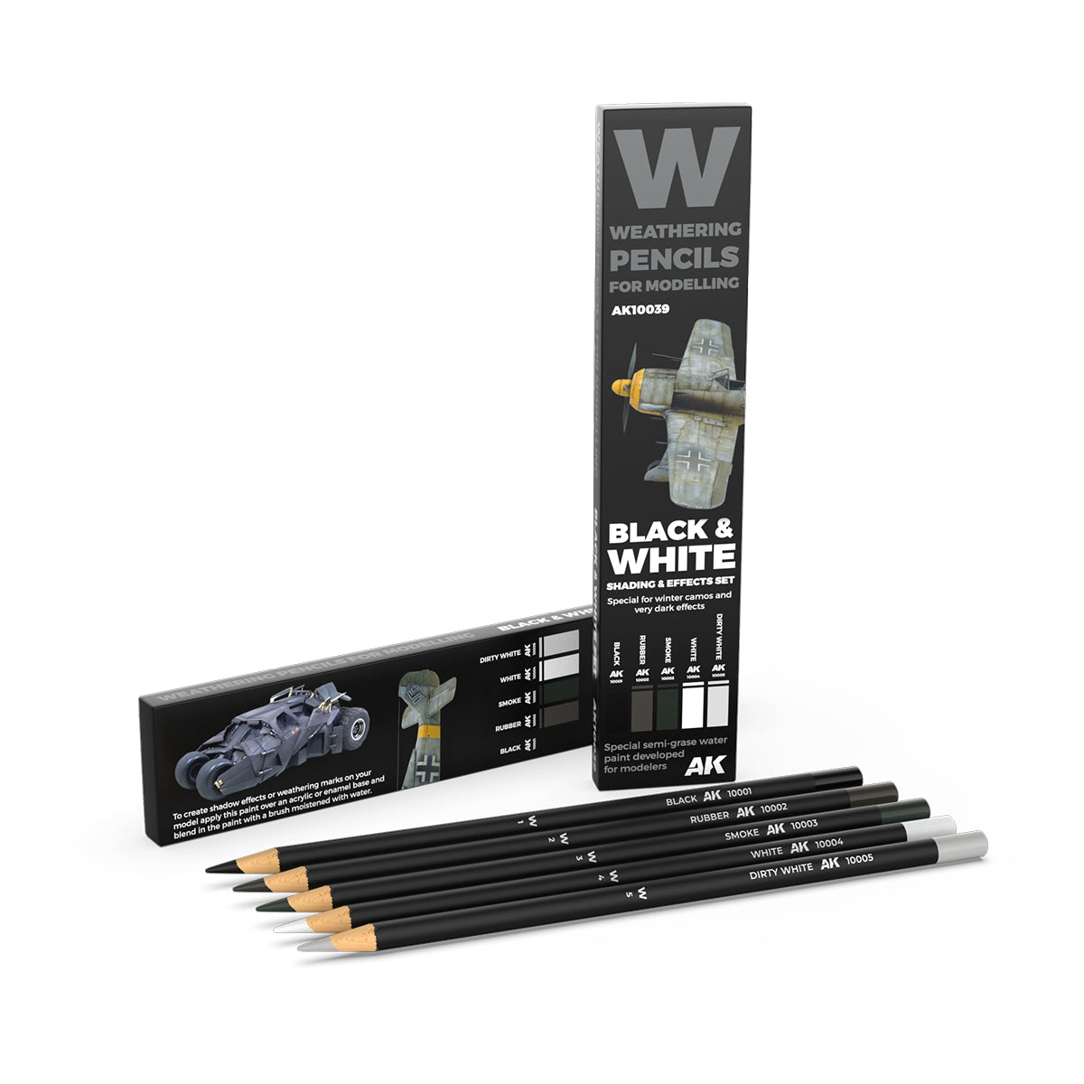 AK Interactive WATERCOLOR PENCIL SET BLACK AND WHITE AK10039