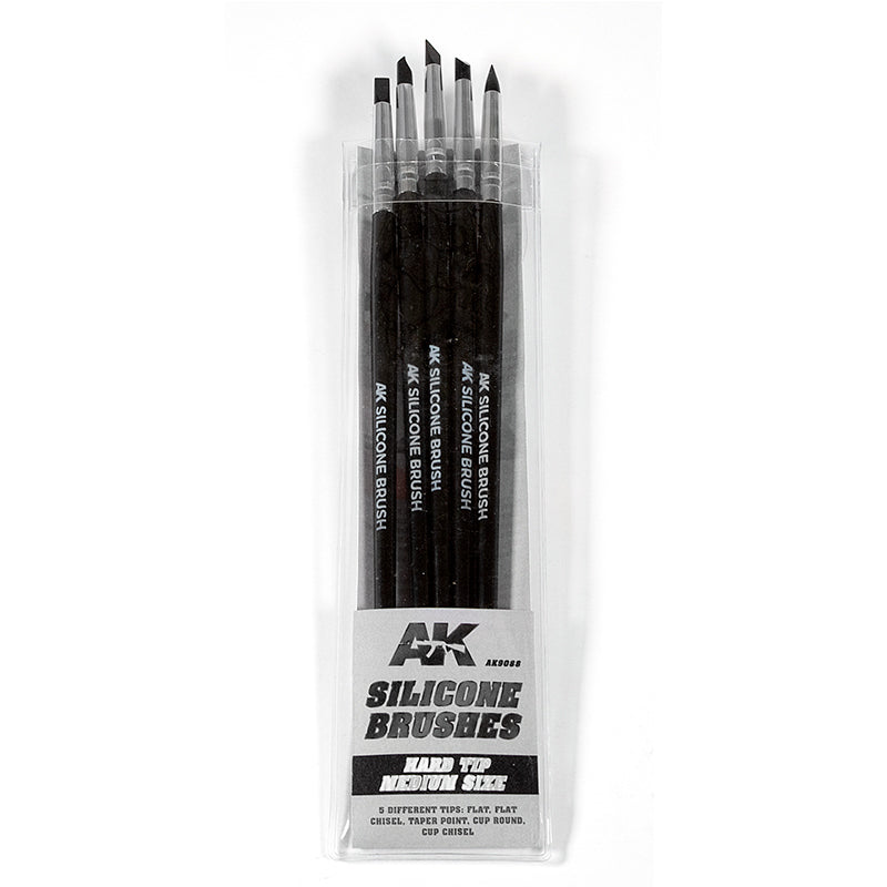 AK9088 AK Interactive SILICONE BRUSHES HARD TIP MEDIUM - 5 Brushes