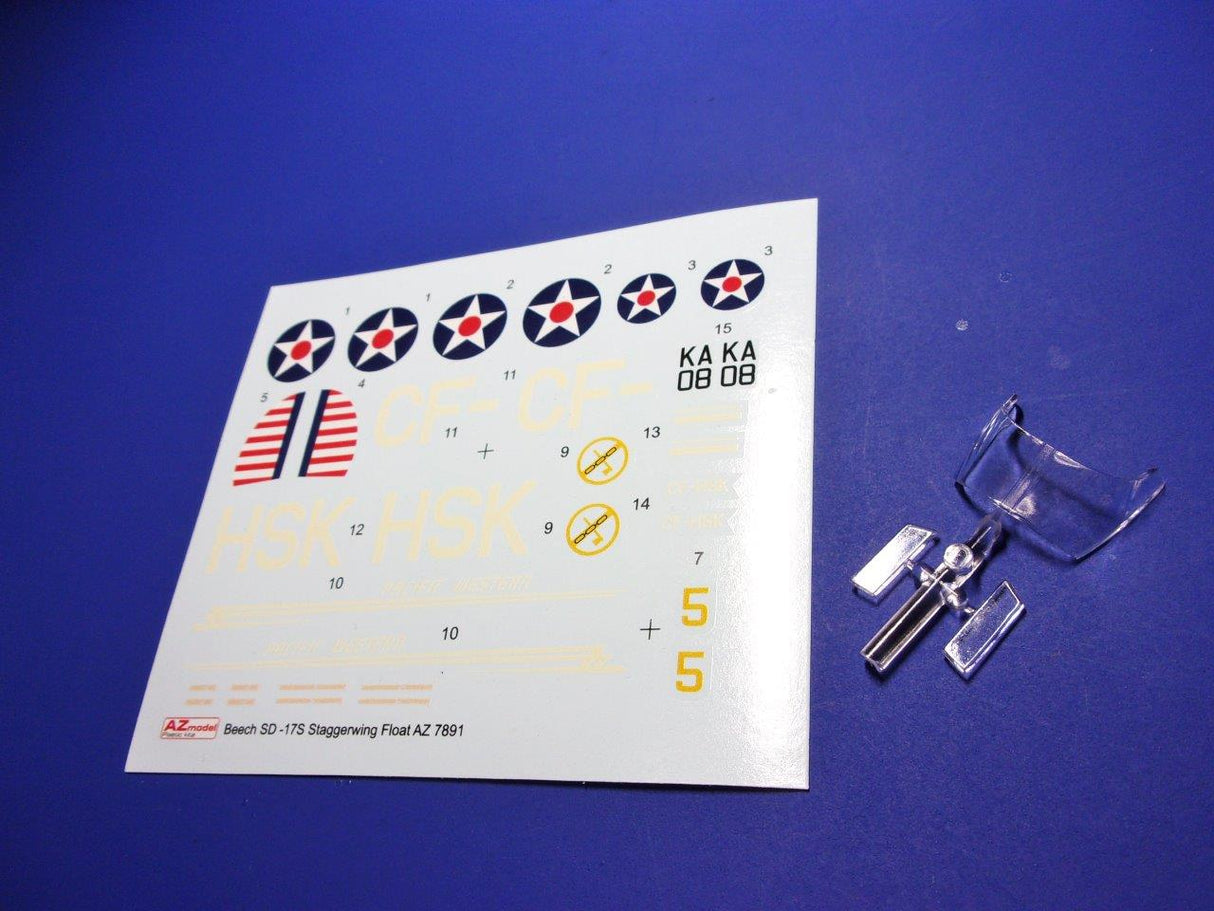 AZ Model 1/72 Beech SD-17S Staggerwing Floatplane kit with new CANOPY tool 7891