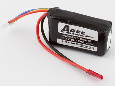 ARES 600MAH 3-CELL/3S 11.1V 20C LIPO BATTERY - JST Connector