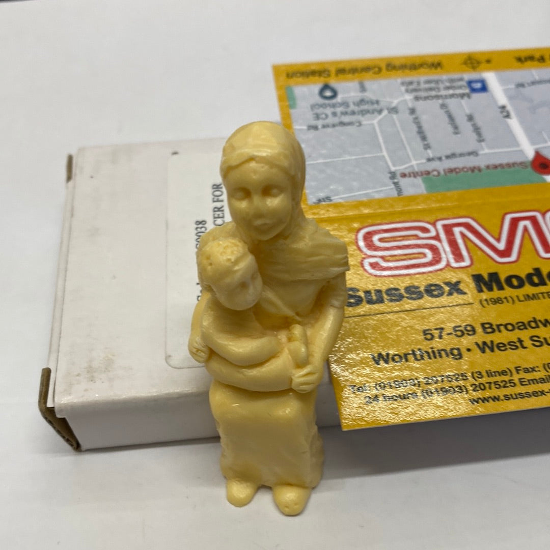 Scenic Accessories - Unpainted Resin Figure Sitting (Lady & Child)