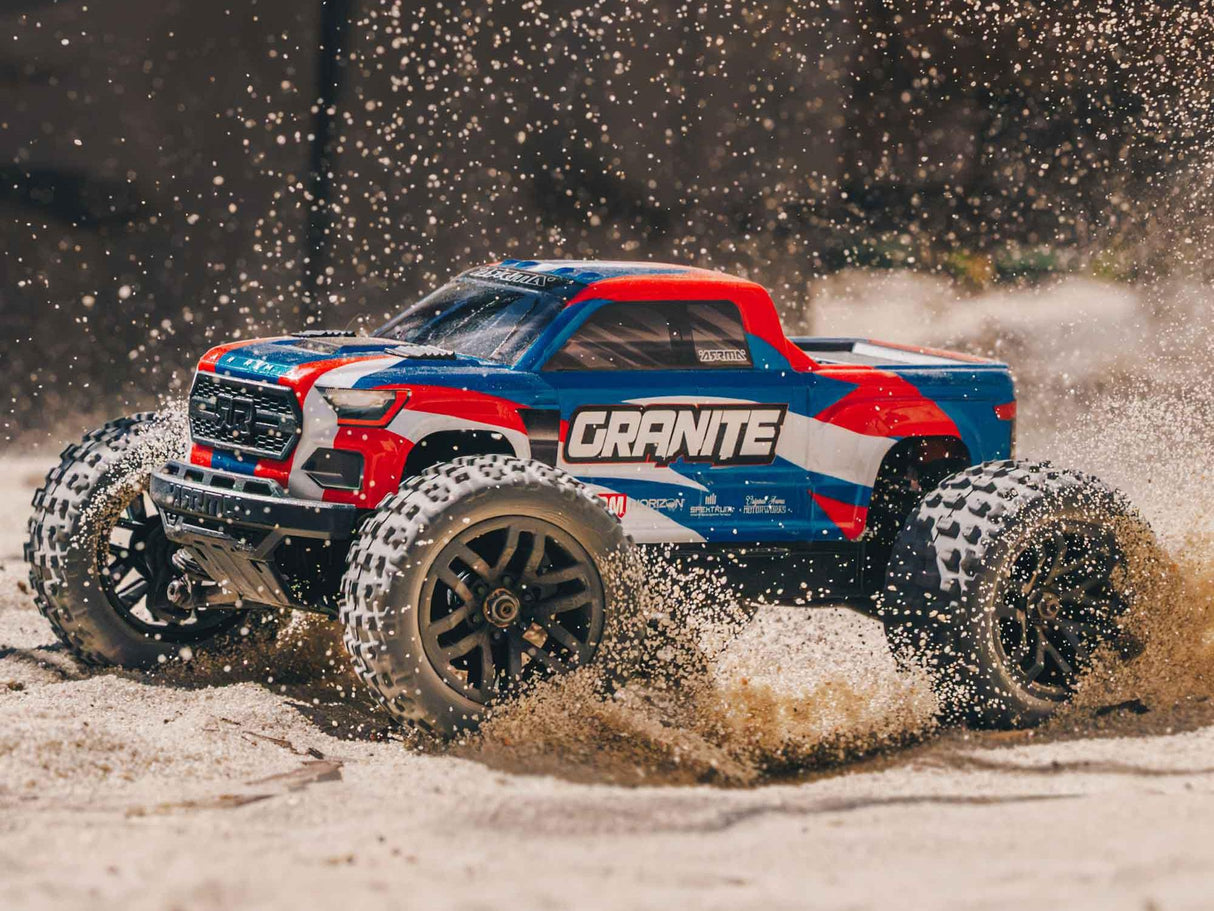 Arrma Granite GROM 4wd MT 1/18 RTR Mega with Lipo Batt/USB Charger - Blue/Red