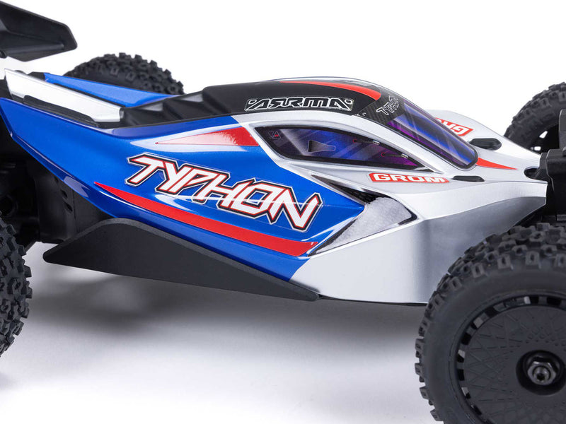 Arrma 1/18 Typhon GROM 4wd Smart RTR with Lipo Batt/USB Charger - Blue/Silver