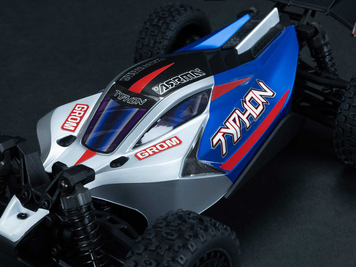 Arrma 1/18 Typhon GROM 4wd Smart RTR with Lipo Batt/USB Charger - Blue/Silver