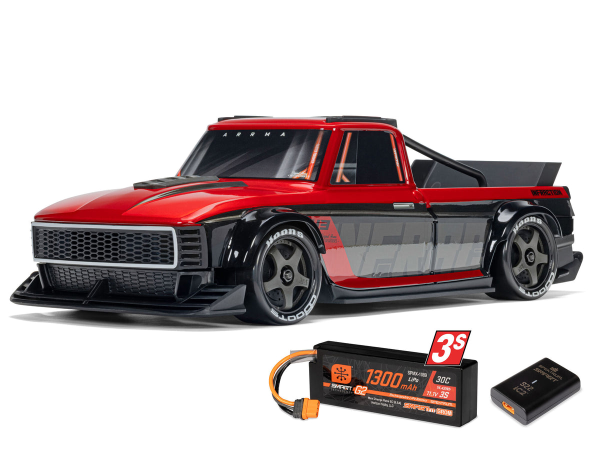 ARRMA 1/12 INFRACTION GROM 3S BLX 4X4 RTR with Batt/Charg - Red/Black - Pre Order - Expected late October