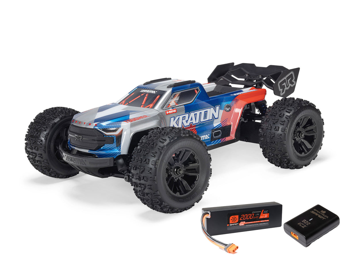 Arrma 1/16 MINI KRATON 3S DSC 4X4 RTR with Batt/Charg, Red/Blue - Pre Order - Expected mid March
