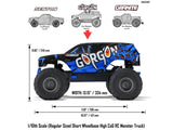 Arrma Gorgon 2wd MT 1/10th RTR (no Battery/Charger) Blue ARA3230T1