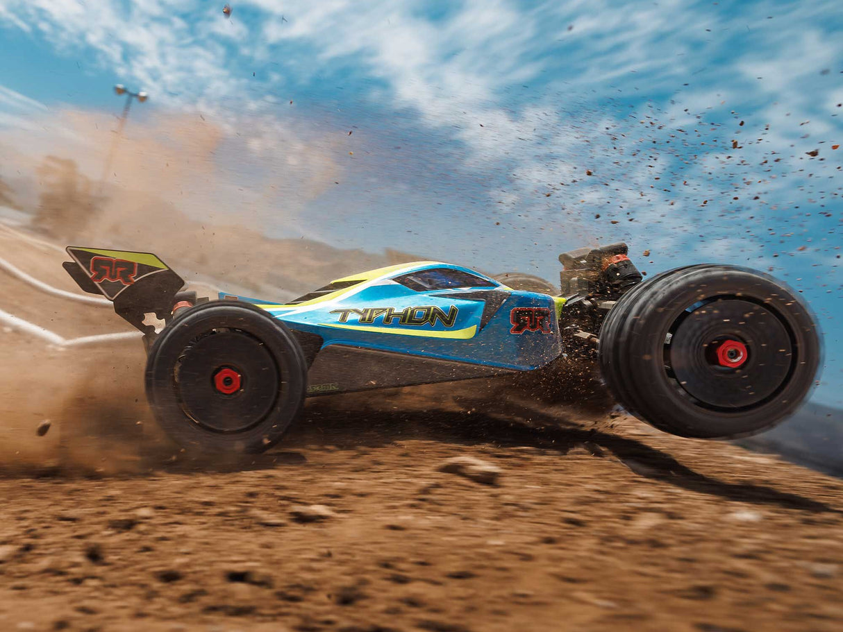Arrma 1/8 TYPHON 223S BLX 4X4  Buggy RTR with DSC - Blue-Yellow