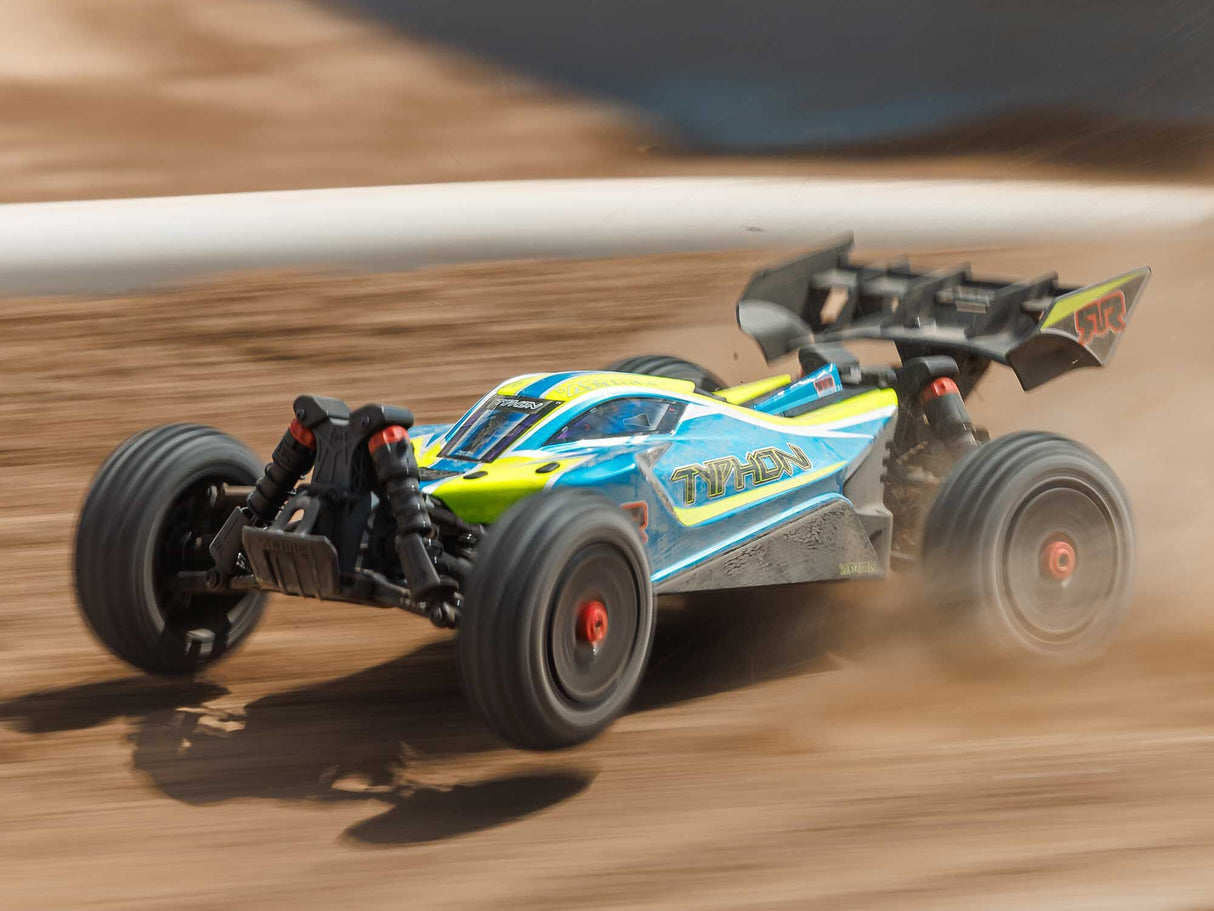Arrma 1/8 TYPHON 223S BLX 4X4  Buggy RTR with DSC - Blue-Yellow