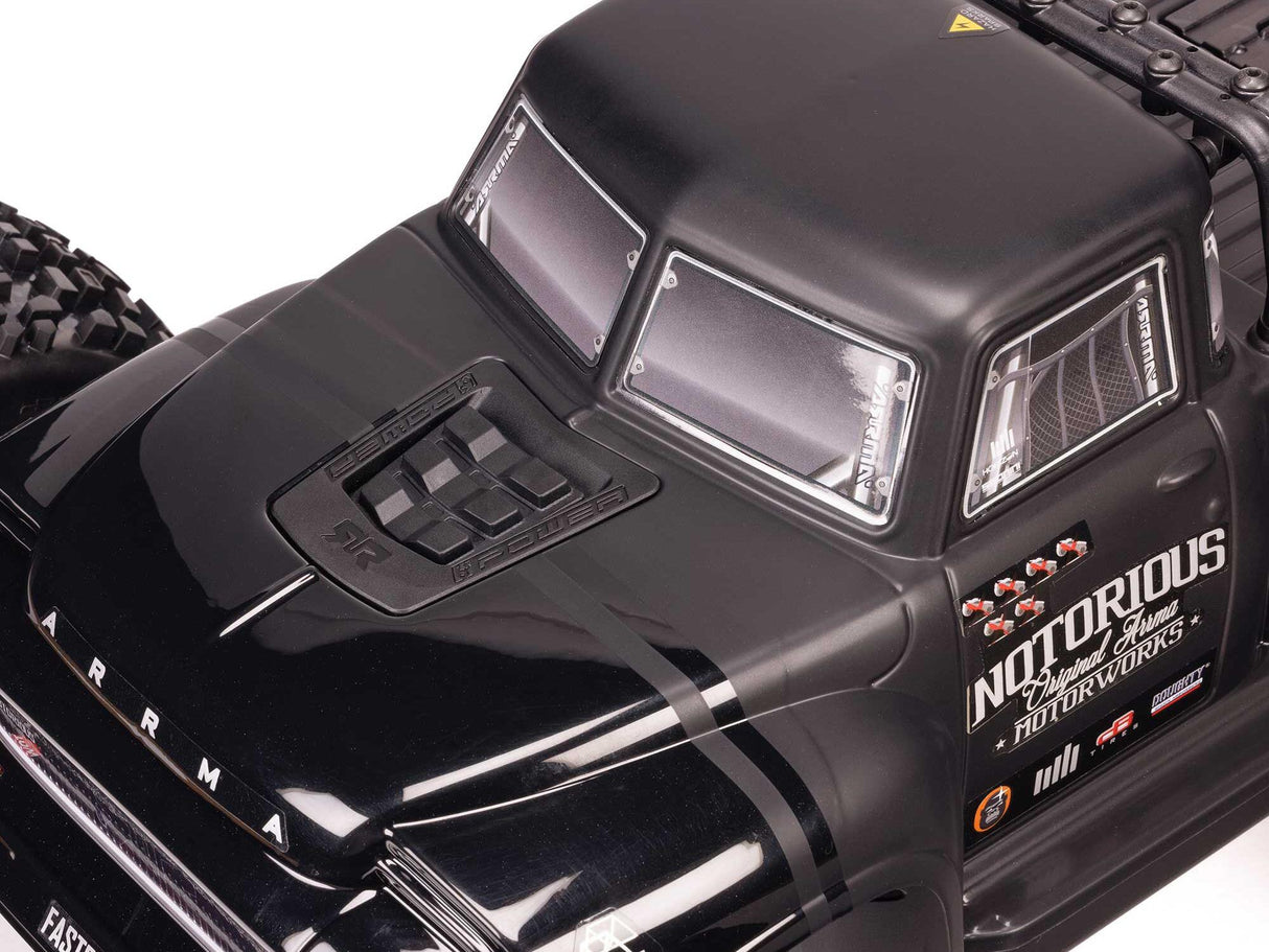 Arrma 1/8 NOTORIOUS 6S V6 4X4 BLX Stunt Truck RTR - Black