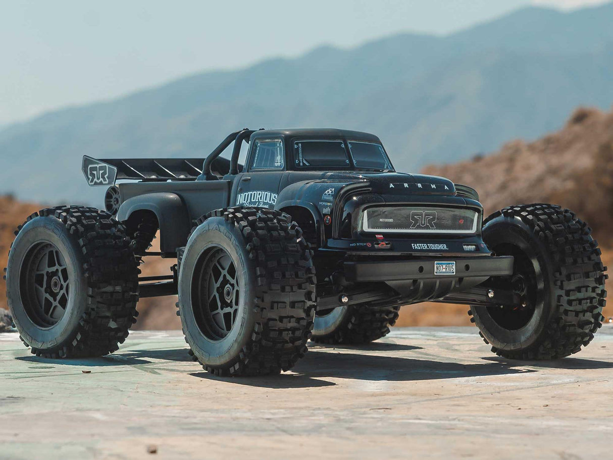 Arrma 1/8 NOTORIOUS 6S V6 4X4 BLX Stunt Truck RTR - Black