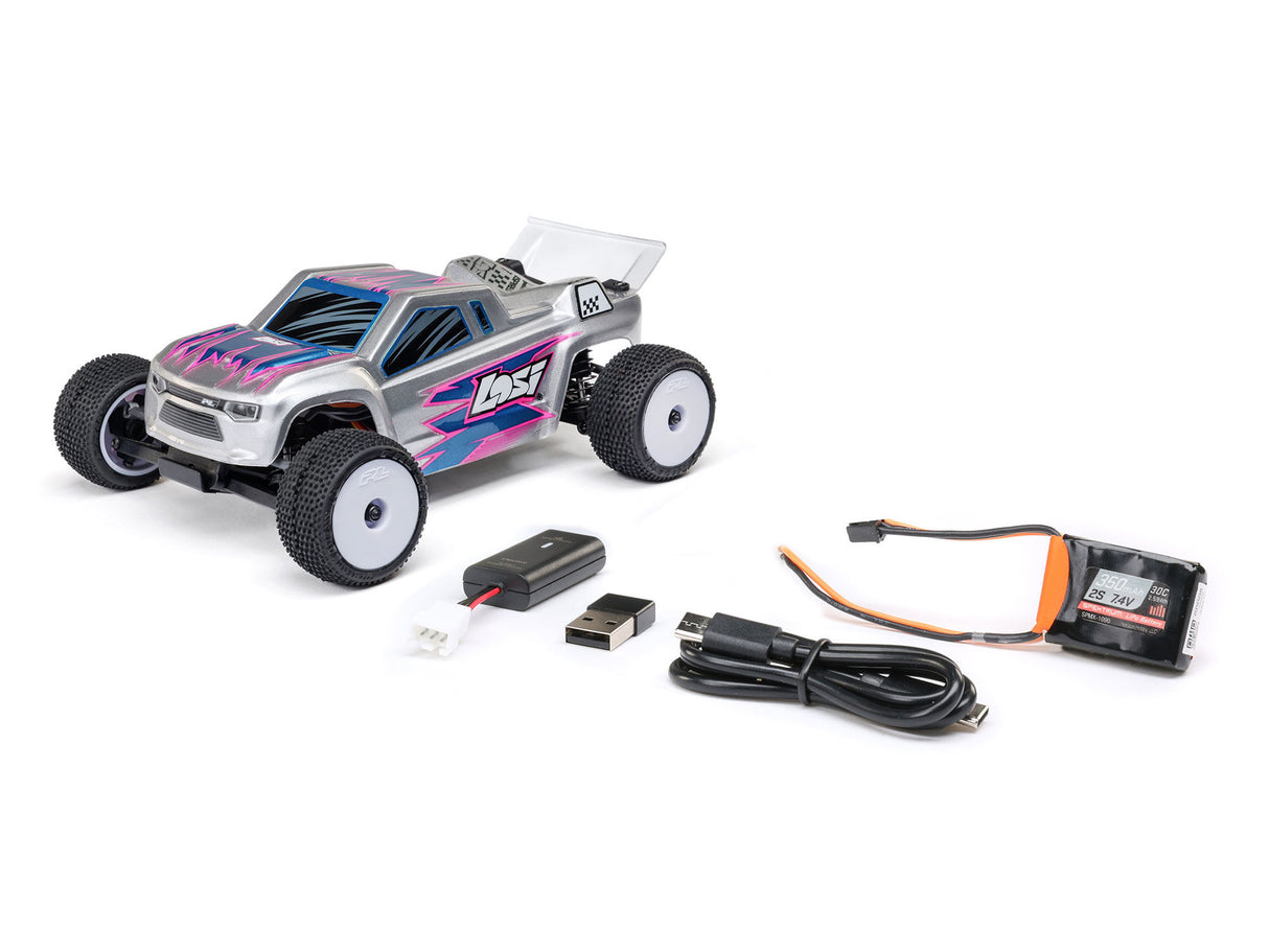 Losi 1/28 Micro-T 2WD Stadium Truck RTR Silver - PRE ORDER - EXPECTED LATE MAY